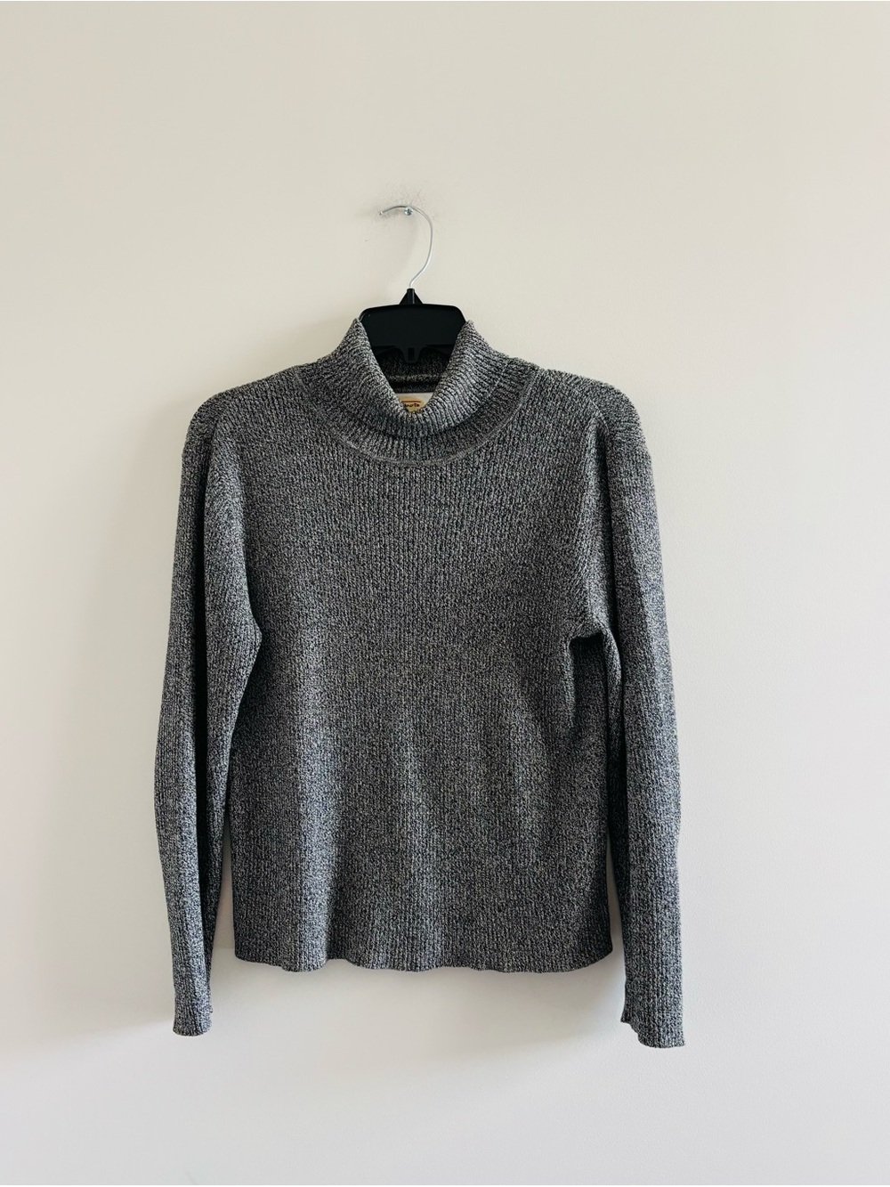 VTG Talbots Turtleneck Sweater Marled Knit Black White Cotton Women S Preppy 90s